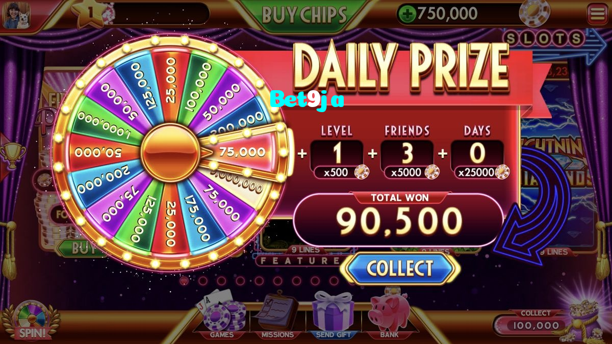 Bet9ja casino presented on mobile device in Pakistan with slots and live games